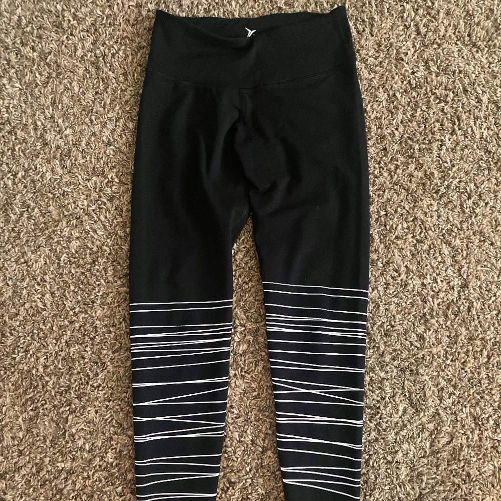 Black, with White Stripes Old Navy Active "Go Dry" Leggings